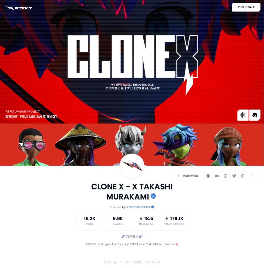 RTFKT旗下CloneX虚拟形象NFT显示故障后的重新上线