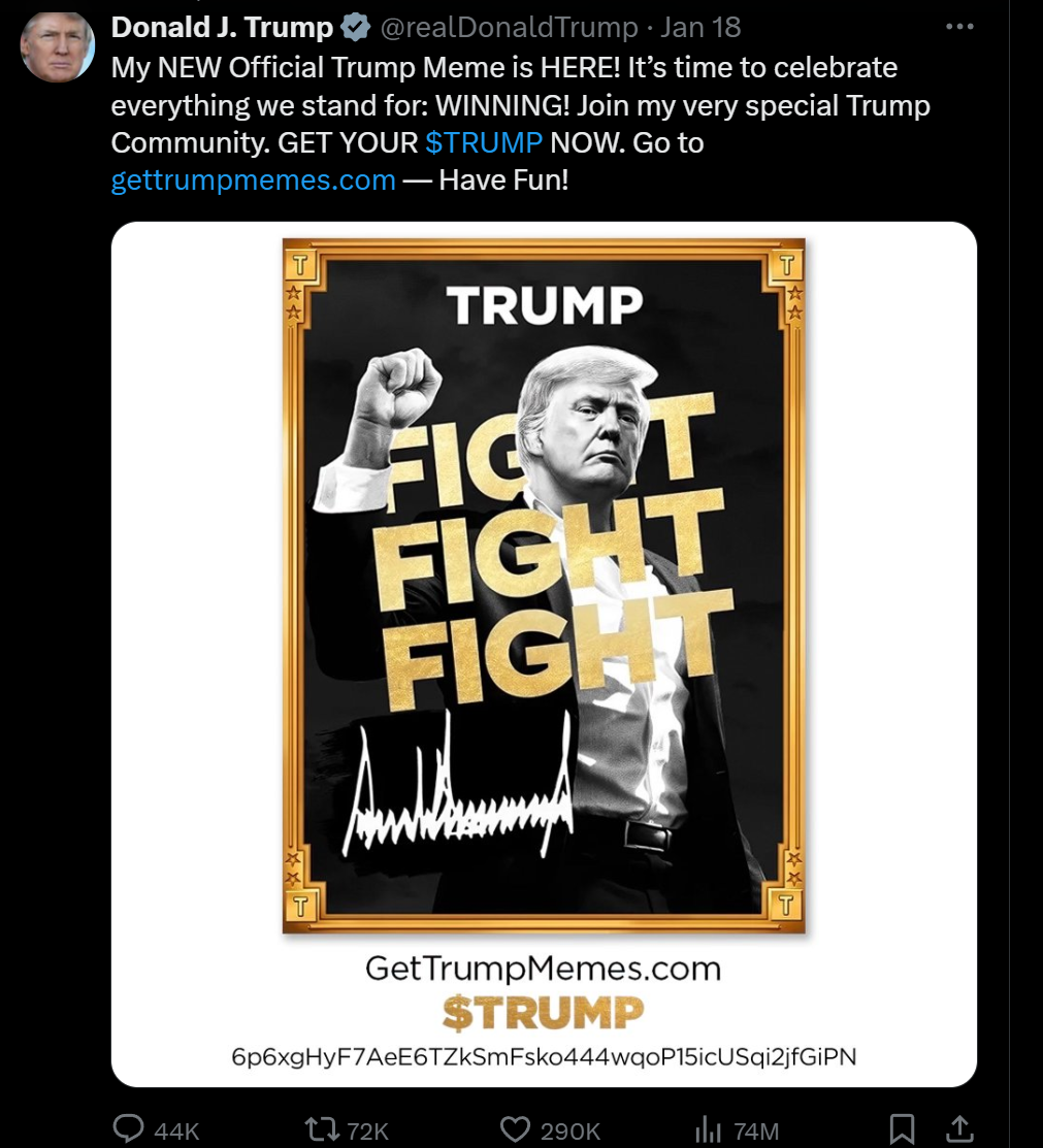 特朗普言论一出,TRUMP代币跌势汹汹——我对它了解不多引发的市场震荡 特朗普言论一出,TRUMP代币跌势汹汹——我对它了解不多引发的市场震荡